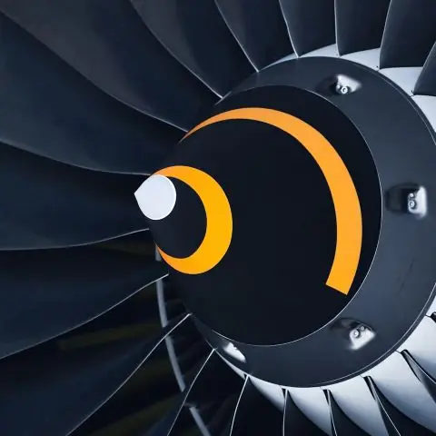Close-up of a jet engine turbine fan