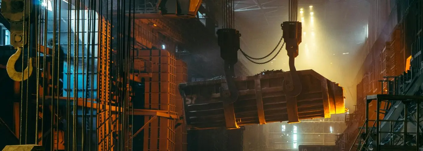 An overhead crane in a steel plant